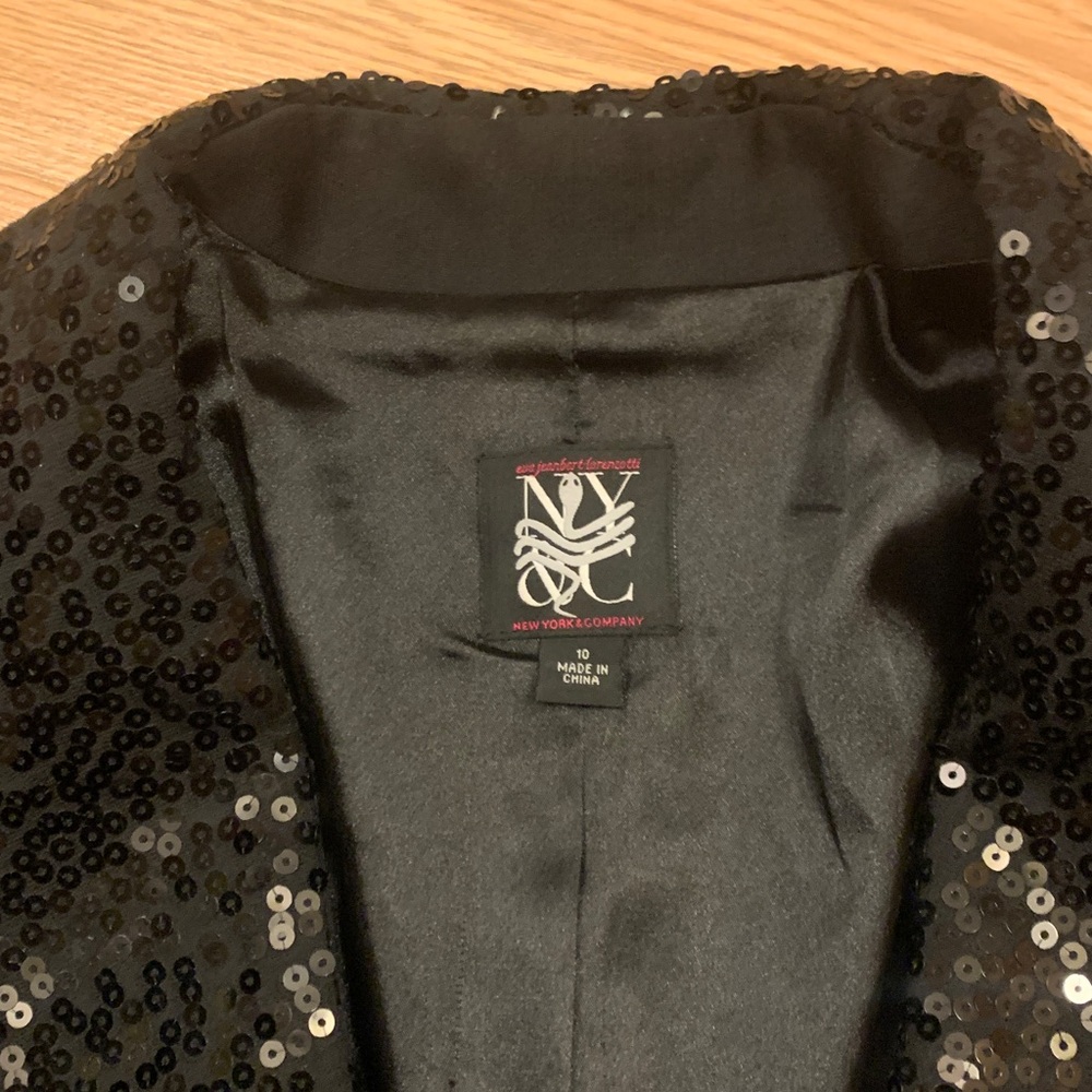 NY&C Women's Sequin Covered Black Blazer - Picture 4 of 8